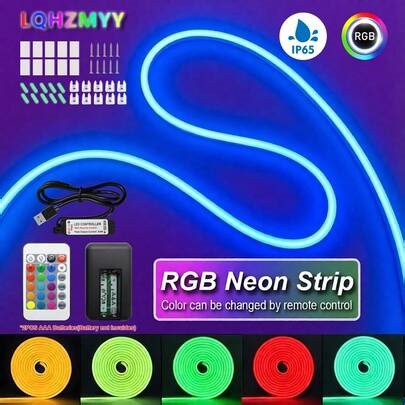 LQHZMYY USB Powered RGB LED Neon Light Strip - Color Changing, Dimmable, With Remote Control, Suitable For Bedroom, TV, IP65 Waterproof, RV Decor | SHEIN