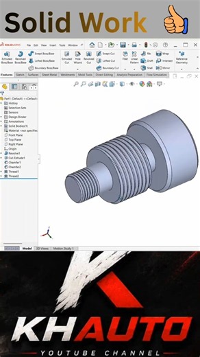 SolidWorks Tutorial Thread Feature (Trim with start Face and Trim with End Face).#solidworks #shorts