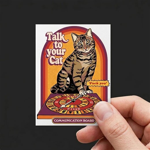 Talk to Your Cat Sticker Funny Cute Kawaii Cat Vinyl Decal Waterproof Laptop - Etsy