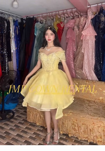Elegant Yellow Gold Cocktail Dress for Rent