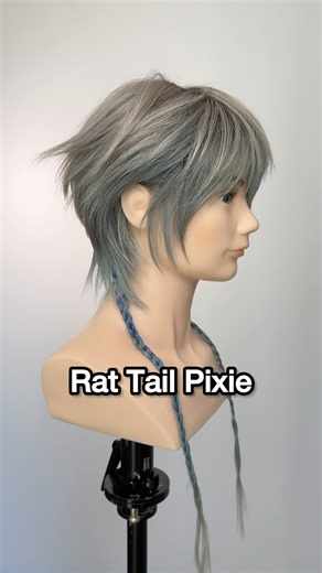 Gilad | Hair Video Education on Instagram: "Rat tail pixie inspired by @jiyu.kiiikiii @kiiikiii.official ☺️ love this look and you don’t have to have an actual rat tail because you can use clip ins! Definitely not traditional but it’s so fun. Styled with @kenraprofessional Blow Dry Spray, Silkening Gloss and Dry Texture Spray ❤️ #haircut #pixiecut #mullet #rattail #haircuttutorial #haircutting #nychairstylist #hairtutorials #kiiikiii #hairtutorial #kenraprofessional"