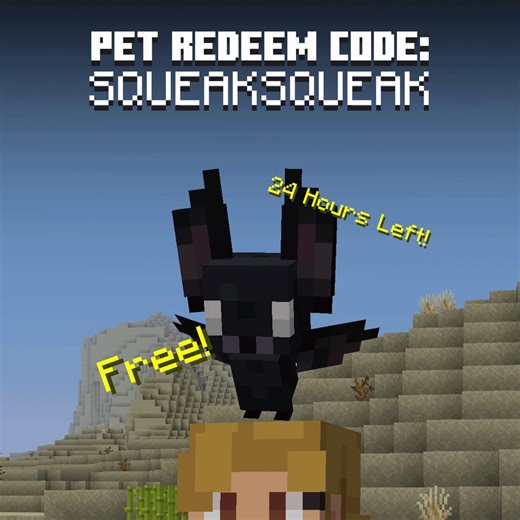 You only 24 hours left to get this Bat Pet for free using the code: SQUEAKSQUEAK