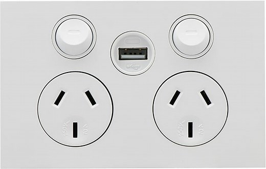 Clipsal Saturn ZEN Double Powerpoint With USB Charger White