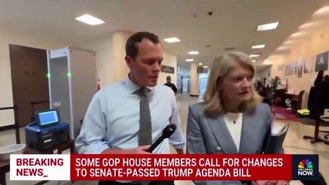 Murkowski stares down reporter questioning vote on Trump spending bill