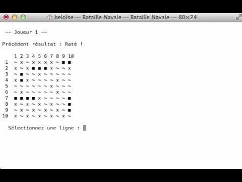 Bataille Navale en C -- demo sur la console / terminal