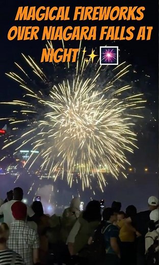 Magical Fireworks Over Niagara Falls at Night ✨🎆