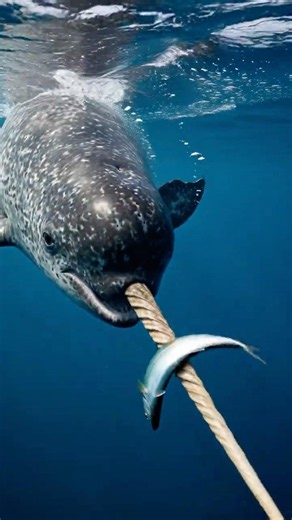 Narwhal Strikes Prey With Its Tusk and Gulps It Down