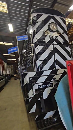 Our newly restored Fairbanks Morse H12-44M locomotive. Santa Fe 560 in barn 7, at the Southern California Railway Museum in Perris California. #socalrailway #trains #museum #public #railway #train #trainmuseum #locomotive #streetcar #fairbanksmorse | John’s Tales From The Rails