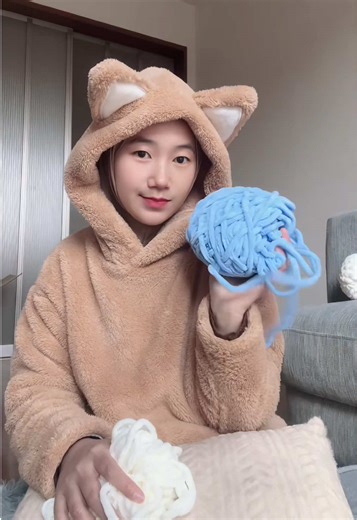 Adorable Blue Bunny Crochet Creation
