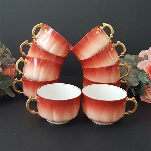 Antique Haviland Limoges Tea Cups, Set of 10, Hand-painted Porcelain France 1879-1889 - Etsy