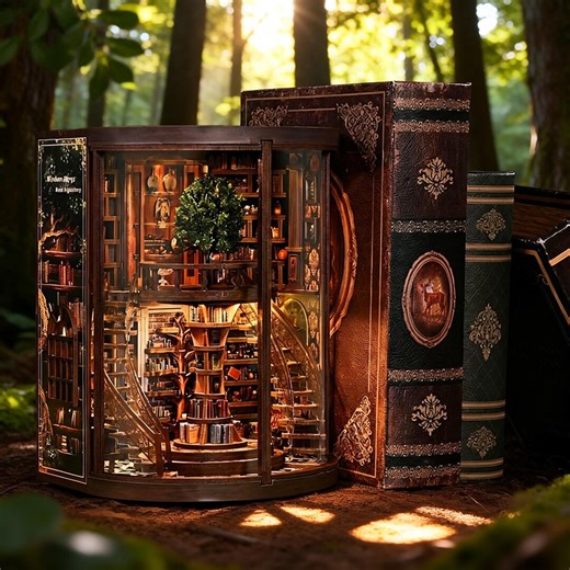Wisdom Rings Library DIY Wooden Book Nook Kit – Assembled Architectural Model Ornament, Creative Bookshelf Decor, Book Lover Gift - Etsy