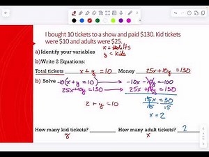 Section 5.10: Solving Systems of Equations Word Problems