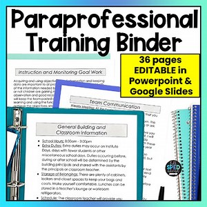 Paraprofessional Binder Para Autism Self Contained Classroom Management Supports