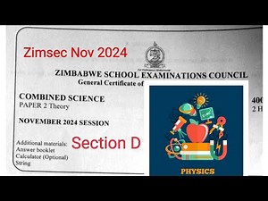 Zimsec Nov 2024, Combined Science Paper 2, Solutions for Section D