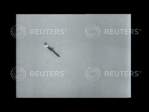 1957 USA: DEFENCE: "Snark" guided missile launched at Cape Canaveral