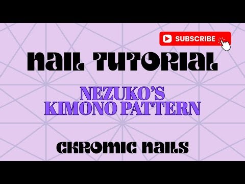 Nezuko Kimono Pattern 🌸 Nail Art Tutorial | Anime-Inspired Nail Design from Demon Slayer