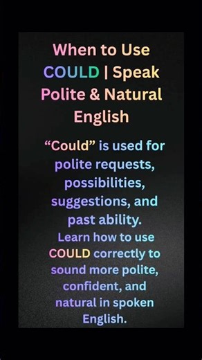 When to Use COULD | Speak Polite & Natural English #shorts #english #short #explore #shortsfeed