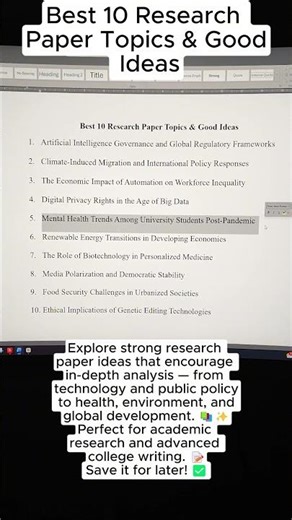 Best 10 Research Paper Topics & Good Ideas