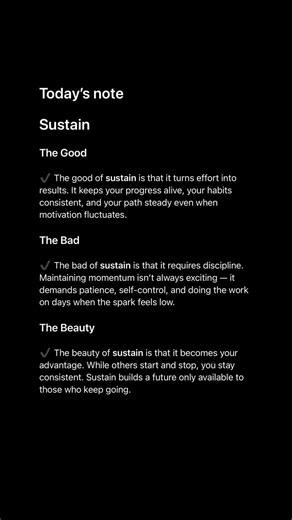 Sustain your progress to protect your growth. #notes_to_my_self #foryoupage #fypシ #fyp #f