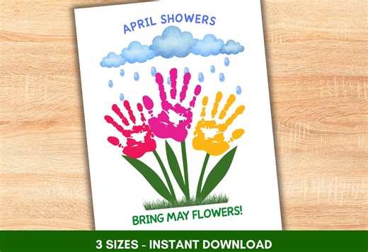 Spring Handprint Fingerprint Craft for Kids, Flowers Hand Print Art Keepsake Baby Toddler Homeschool Daycare Preschool Printable Activity - Etsy