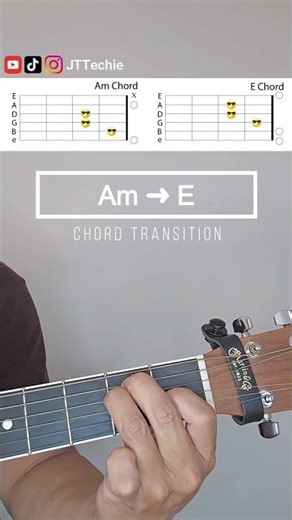 Am to E Chord Transition on Guitar