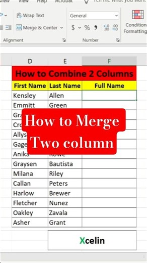 Merge two columns in Excel #xcelin #excel #exceltips #exceltutorial #merge