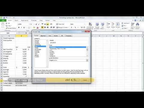 Formatting numbers and dates in Excel