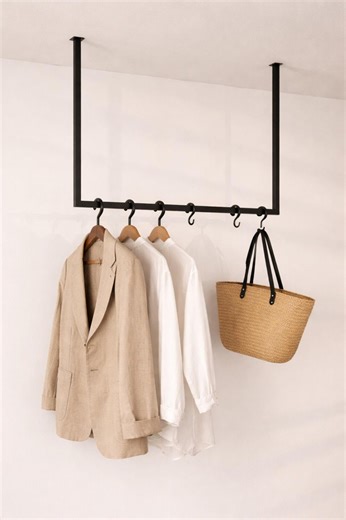 Metal Ceiling Coat Rack: Minimalist Coat Rack for Hanging Clothes, Organizer, Modern. - Etsy
