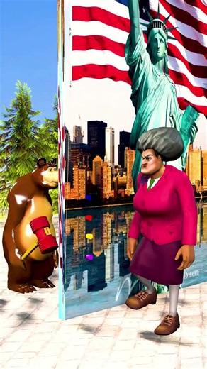 Scary Teacher The Bear And The Wolf Funny Moments 🔨👣🤗 #scaryteacher3d #shorts #memes