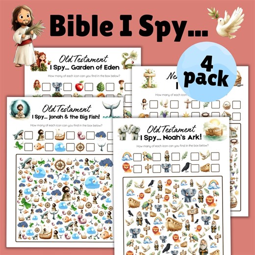 Printable Bible I Spy Games | Old & New Testament | Christian I Spy for Kids | Church and Sunday School Activity - Etsy