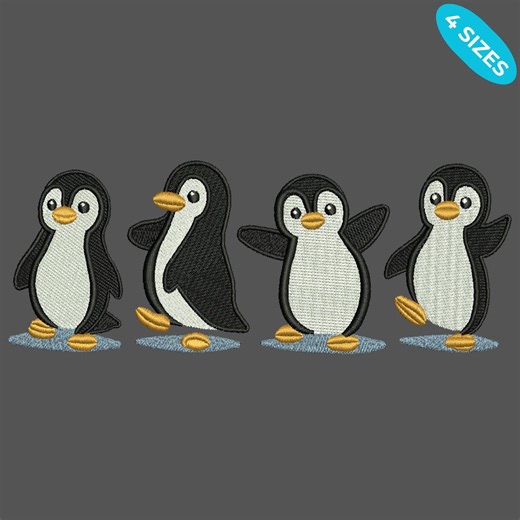 Cute Penguin Embroidery Design Set, Winter Animals Pattern, Winter Penguin Machine Embroidery, 4 Sizes, Instant Download - Etsy