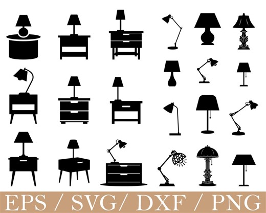 Side Table Lamp Svg, Dxf, Png - Etsy