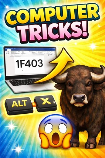 WordPad me 1f403 + Alt + X 😲 | Buffalo Emoji Trick 🐃 | Computer Secret #shorts #heakar