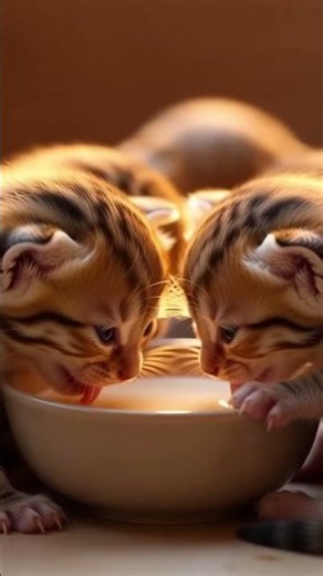 newborn baby kittens gently drinking milk cats #animals #animal #ai #cat #zeeai #animation #funny