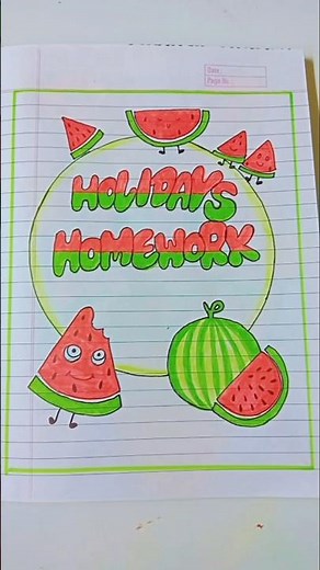 Holidays Homework Front page decoration ideas 💡#frontpage #coverpage #school #shorts