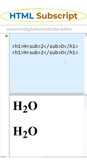 HTML subscript tag SUB #htmltutorial #coding