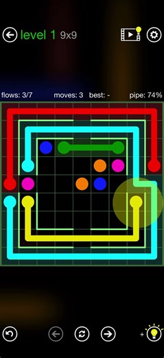 Flow Free - Walls - Courtyard Spin - Level 1 (9x9)