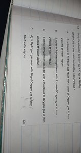 Study the equation below: H₂(g)   O₂(g) → 2H₂O(g)Which ONE of... | Filo