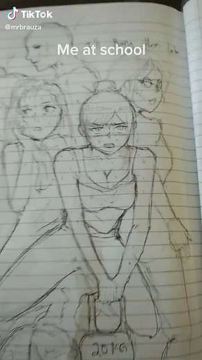 Anime Girl Drawing at School