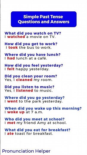 Simple Past Tense Questions And Answers