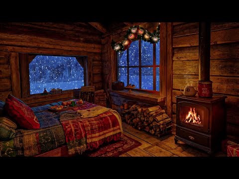Snowstorm Relaxation Sounds | Cozy Cabin Ambience 🔥Relax, Sleep & Study Night ❄️