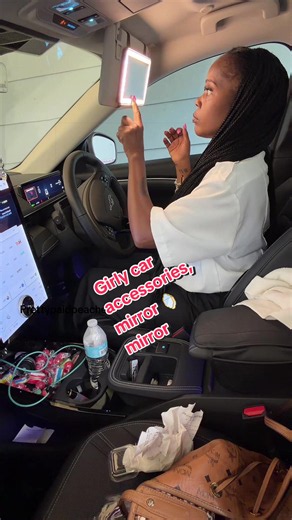 Car Sun Visor Makeup Mirror, LED Touch Screen Adjustable Brightness Auto Interior Makeup HD Mirror, Rechargeable Vanity Mirror,girly car accessories,car stuff Multifunctional Car Led Car Smart Display