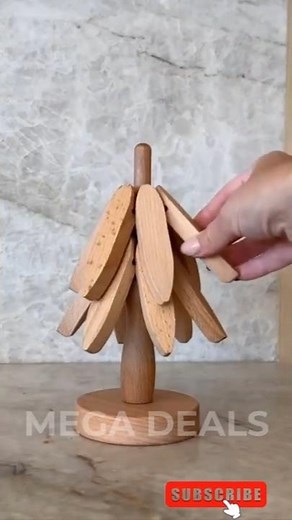 Tree Shape Wooden Trivet Set – Foldable Hot Dish Holder for Kitchen