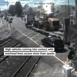 47K views · 100 reactions | Hitting overhead lines causes more than just sparks ⚡ By coming into close contact with overhead powerlines you’re putting your life and the lives of those around you at serious risk. This electrical safety week, we’re urging oversized vehicle drivers to plan your route in advance and know your vehicle and load height.  Find out more here  https://bit.ly/3bot4QJ | Queensland Rail | Facebook