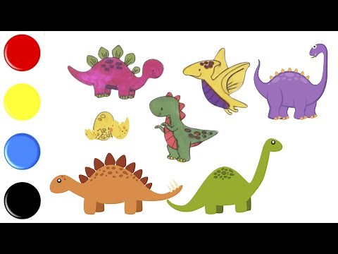 Dibujar y Colorea Dinosaurios | Dibujos Para Niños | Aprender Colores & Animales & Español y Inglés