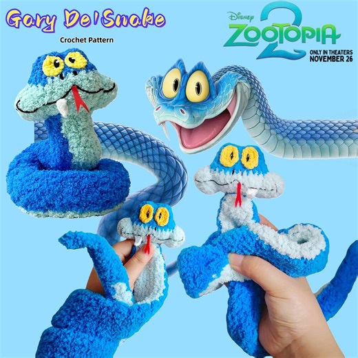Zootopia Inspired Gary De'snake Crochet Pattern Blue Snake Plush Toy   Mini Scaf - Etsy