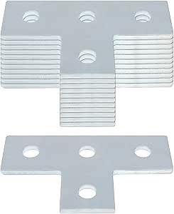 heneng 12 Pcs 4 Hole T Shaped Flat Plate Fitting for 1-5/8" Strut Channel, Strut Connector Bracket, 3/16" Thick
