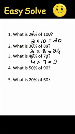 Solve Percentage Questions in 1 Second | Easy Math MCQs | Basic Math Tricks #study #mathematics