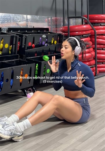 30min abs workout to get rid of that belly pouch ✨💙remember nutrition is key ALWAYS!!! @DFYNE ‘ink’ crop zippy ‘steel’ defy 4.5 shorts dc ANDREAV to save & support ilysm #absworkout #bellypouch #abexercises #micup #abs