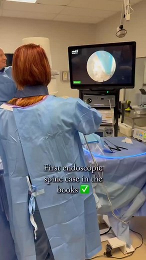 ✨ Finally able to bring endoscopic spine surgery into my practice! Tiny incision, big innovation. 🧠🔬 Learning new technology to help improve patient outcomes is so exciting. Innovation really is fun! #SpineSurgery #endoscopicspinesurgery | Dr. Betsy Grunch - Ladyspinedoc